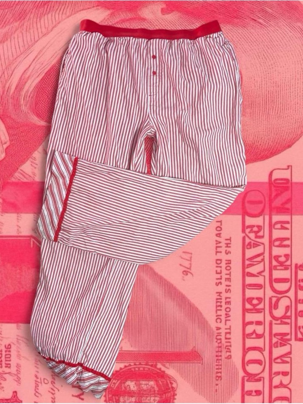 victoria's secret PINK red and white striped button up cotton pajama pants